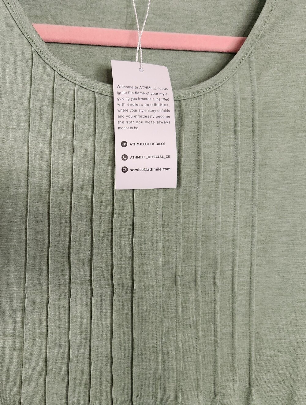 ATHMILE Women’s Long Sleeve Pintuck Front Top Scoop Neck Sage Green NWT Size XL - Picture 6 of 15